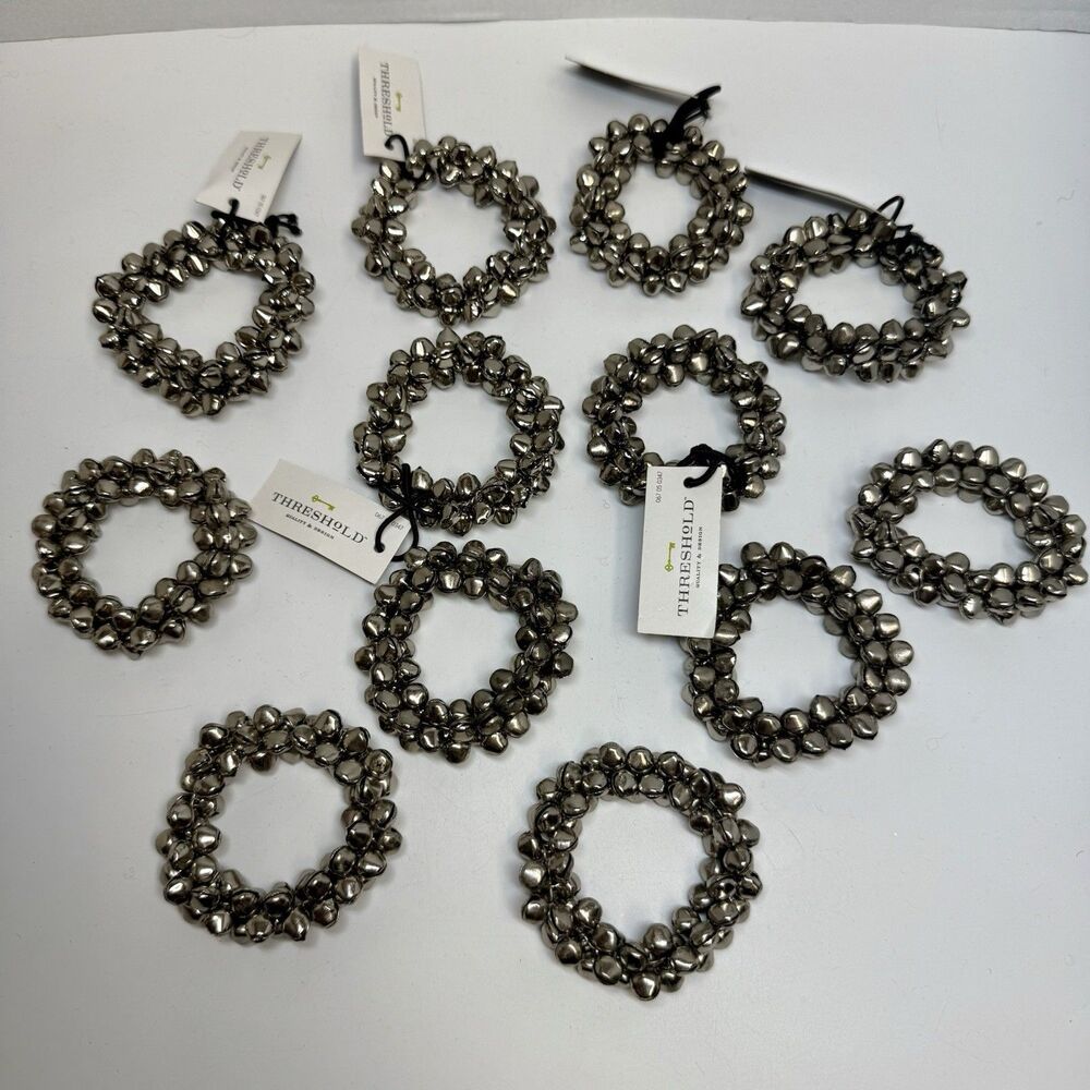 Threshold Target Mini Silver Jingle Bell Round Napping Holder Rings 1 Dozen